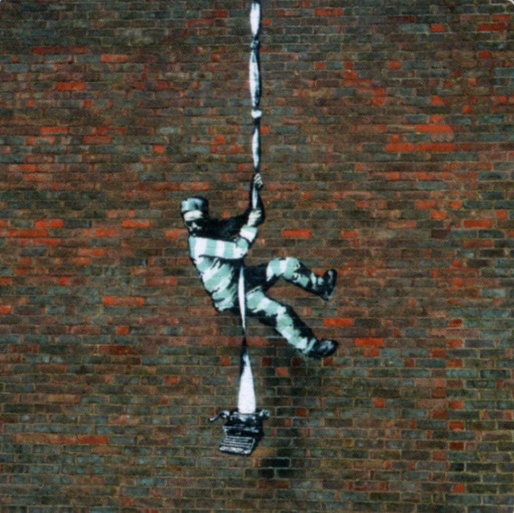 Cuadro preso escapando de la cárcel (Banksy)