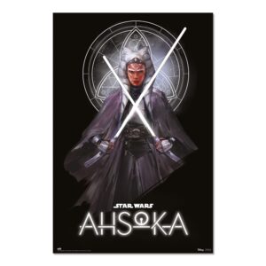 Cuadro Ahsoka Tano con sables de luz enmarcado en aluminio de 92x62 cm