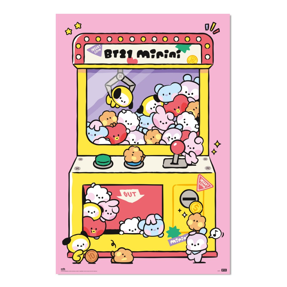 Cuadro BT21 Arcade Machine enmarcado en aluminio de 92x62 cm