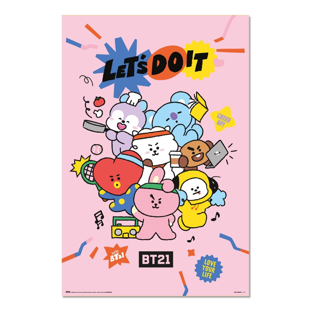 Cuadro BT21 Let's Do It enmarcado en aluminio de 92x62 cm