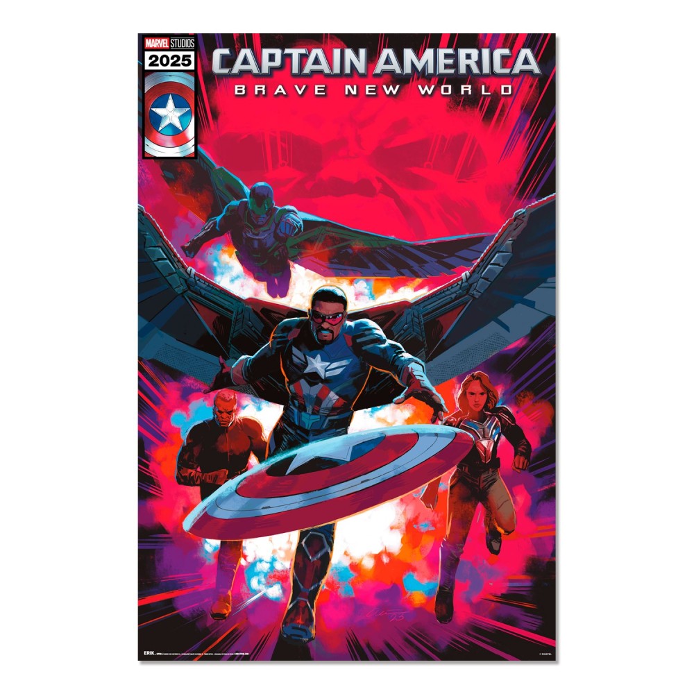 Cuadro Capitán América Brave New World cómic enmarcado en aluminio de 92x62 cm