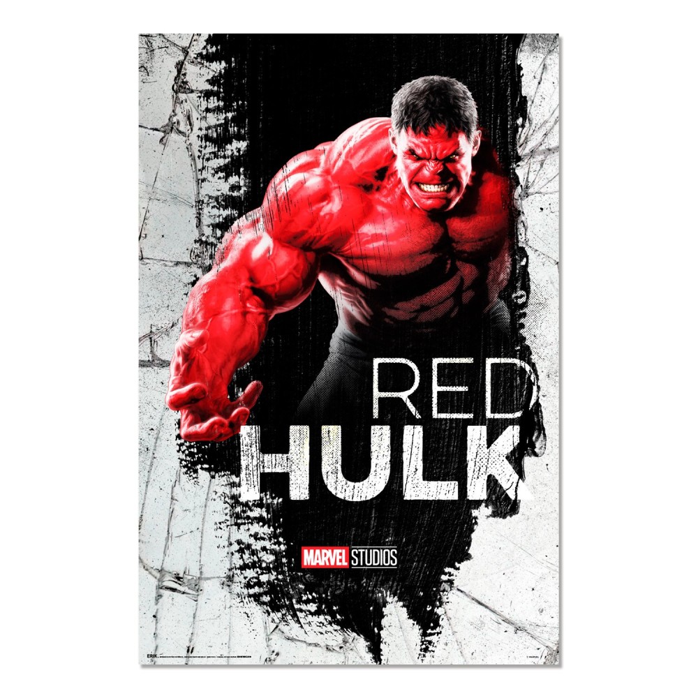 Cuadro Capitán América Brave New World Hulk Rojo enmarcado en aluminio de 92x62 cm