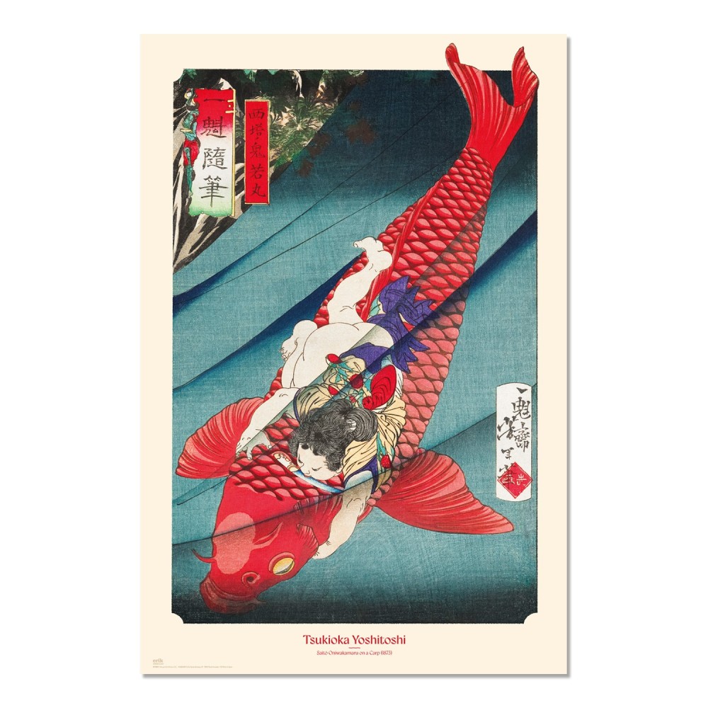 Cuadro Carpas koi japonesas enmarcado en aluminio de 92x62 cm