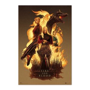 Cuadro La casa del dragón Fire and Blood enmarcado en aluminio de 92x62 cm