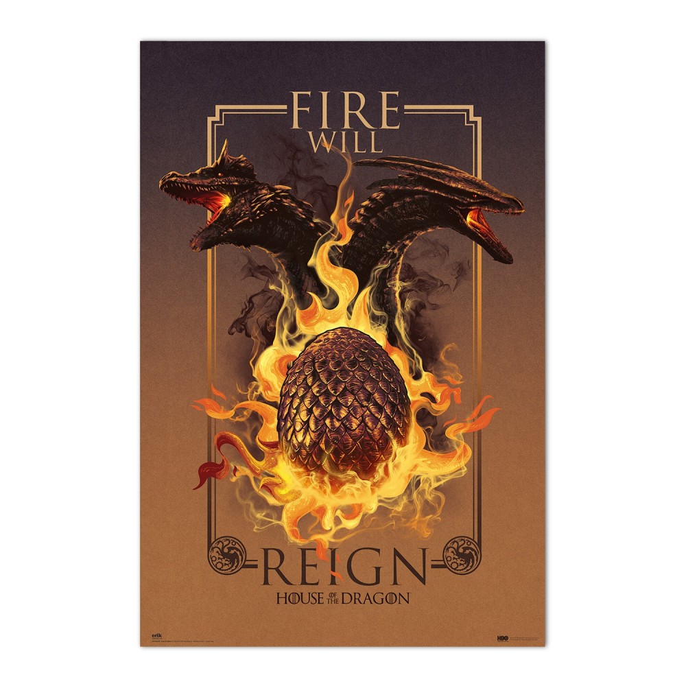 Cuadro La casa del dragón Fire Will Reign enmarcado en aluminio de 92x62 cm
