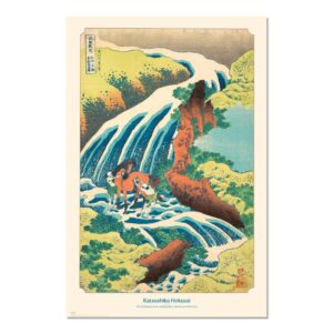 Cuadro Cascada japonesa de Hokusai enmarcado en aluminio de 92x62 cm