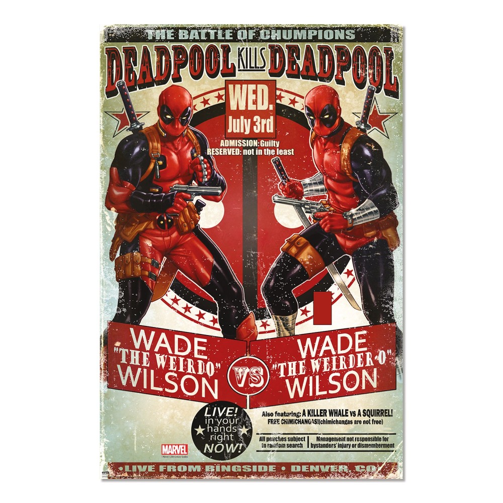 Cuadro Deadpool Kills Deadpool enmarcado en aluminio de 92x62 cm
