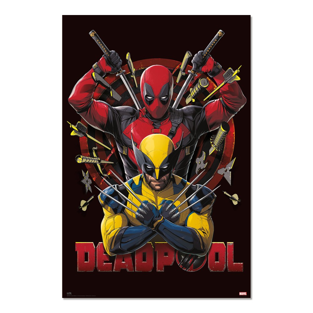 Cuadro Deadpool y Lobezno multiverso enmarcado en aluminio de 92x62 cm