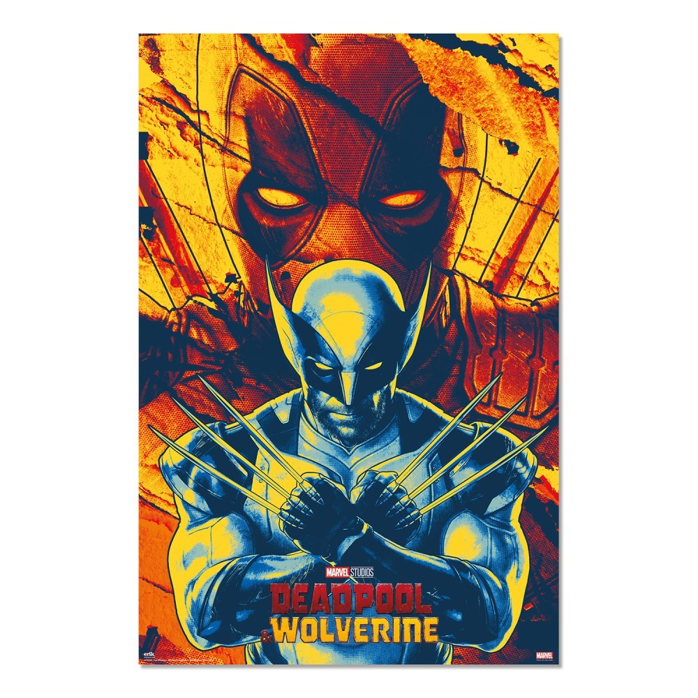 Cuadro Deadpool y Lobezno pop art enmarcado en aluminio de 92x62 cm