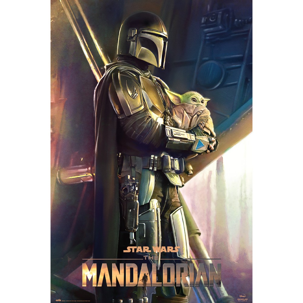 Cuadro El Mandaloriano clan de dos enmarcado en aluminio de 92x62 cm