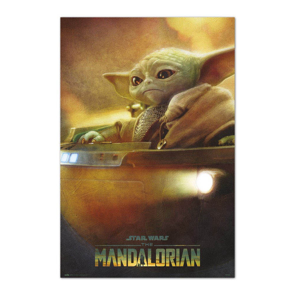 Cuadro El Mandaloriano Grogu en su cuna enmarcado en aluminio de 92x62 cm