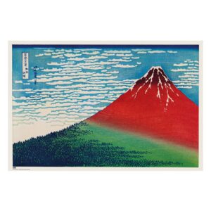 Cuadro Fine Wind Clear Morning de Hokusai enmarcado en aluminio de 92x62 cm