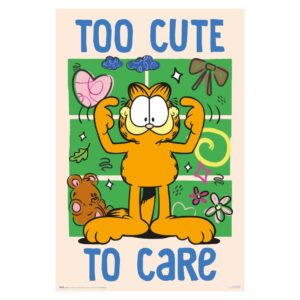 Cuadro Garfield Too Cute To Care enmarcado en aluminio de 92x62 cm