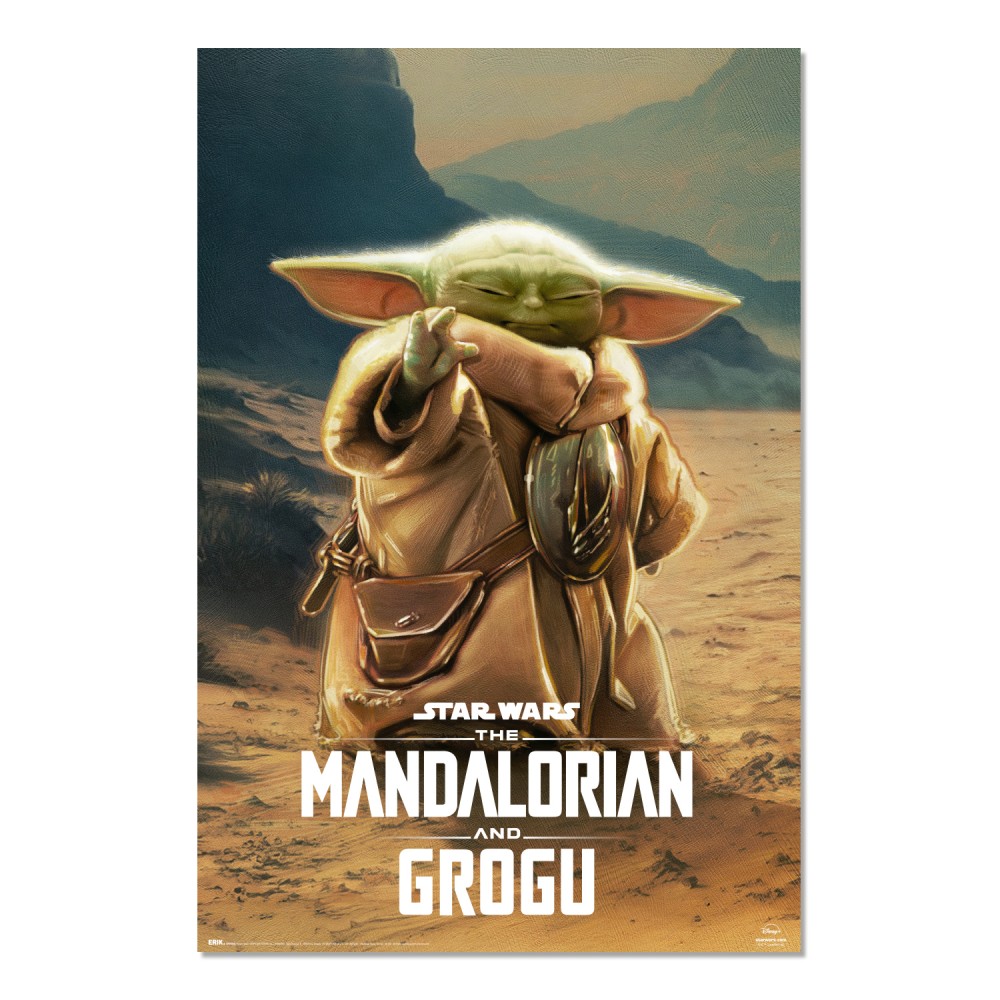 Cuadro Grogu cartel de la película enmarcado en aluminio de 92x62 cm
