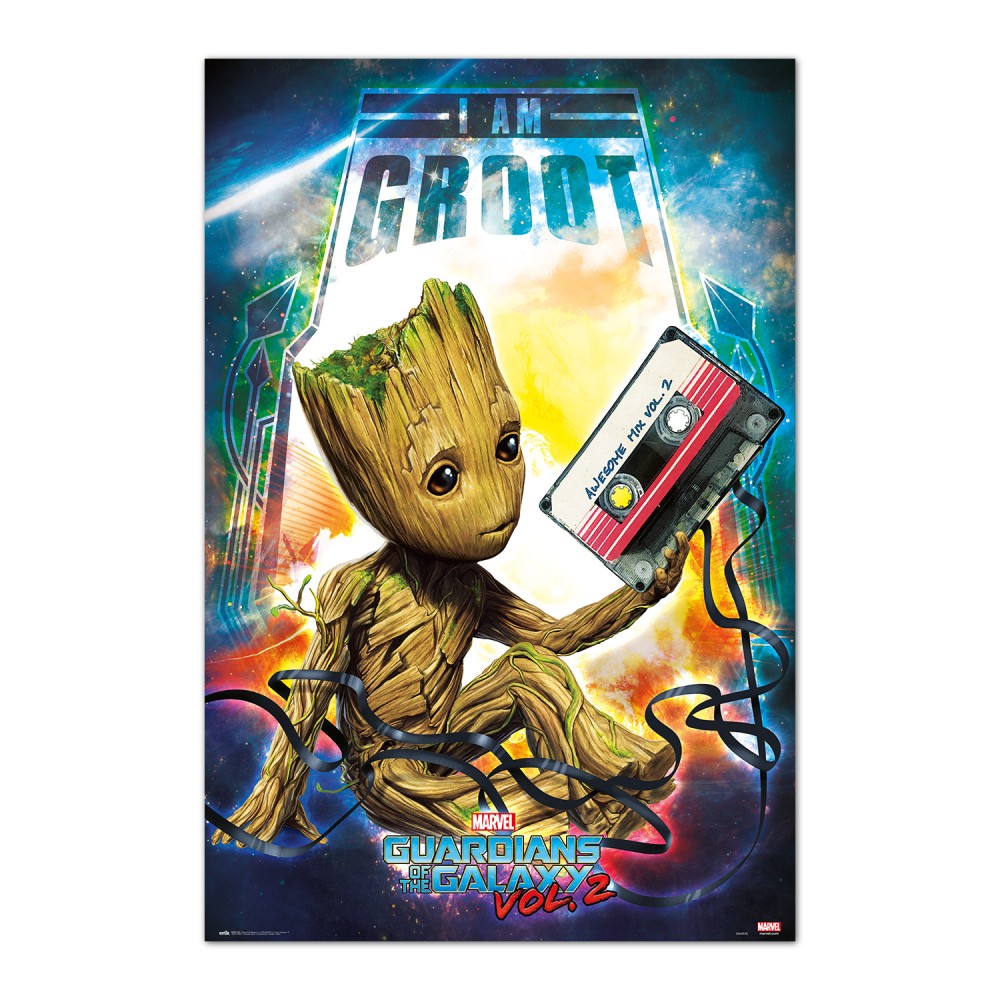 Cuadro Guardianes de la Galaxia 2 Groot enmarcado en aluminio de 92x62 cm