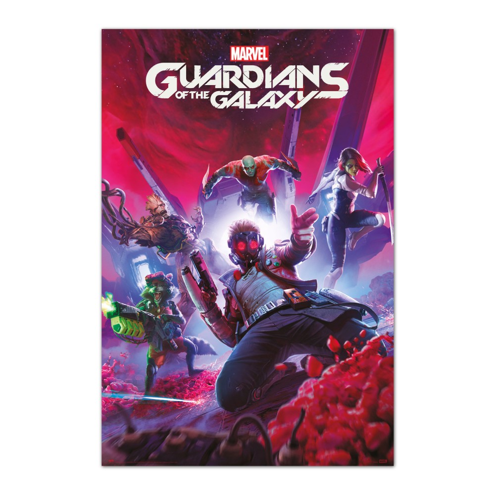 Cuadro Guardianes de la Galaxia el videojuego enmarcado en aluminio de 92x62 cm