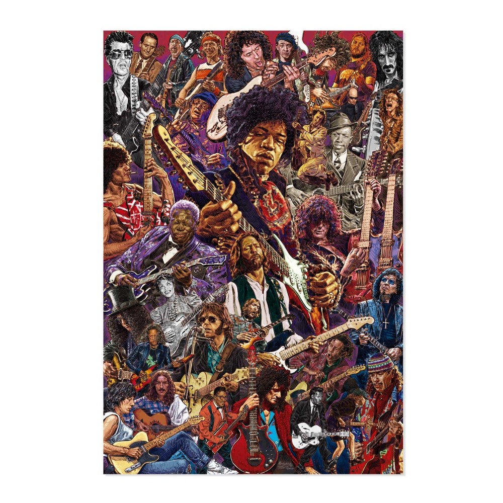 Cuadro Guitarristas legendarios enmarcado en aluminio de 92x62 cm