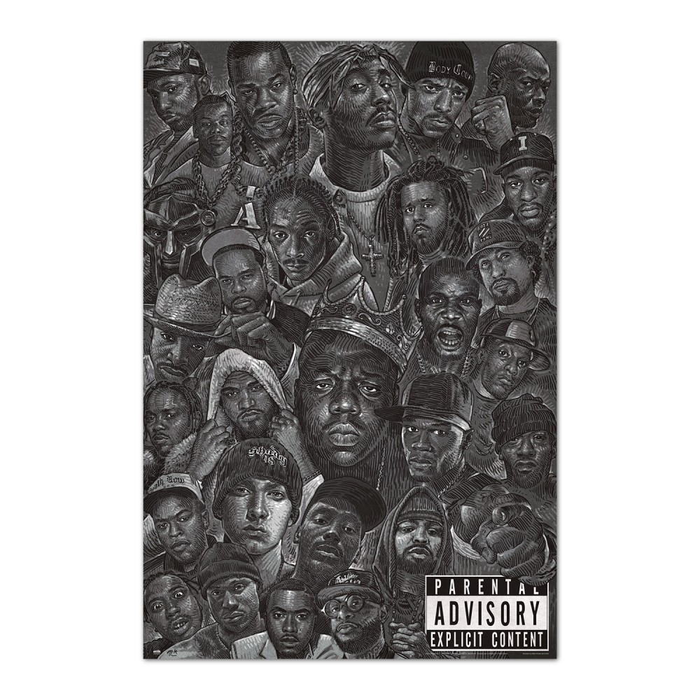 Cuadro Hip Hop All Stars enmarcado en aluminio de 92x62 cm