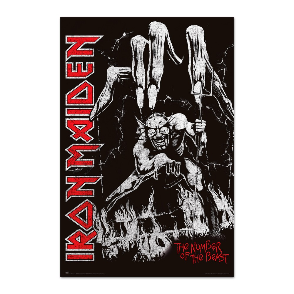 Cuadro Iron Maiden The Number of the Beast enmarcado en aluminio de 92x62 cm