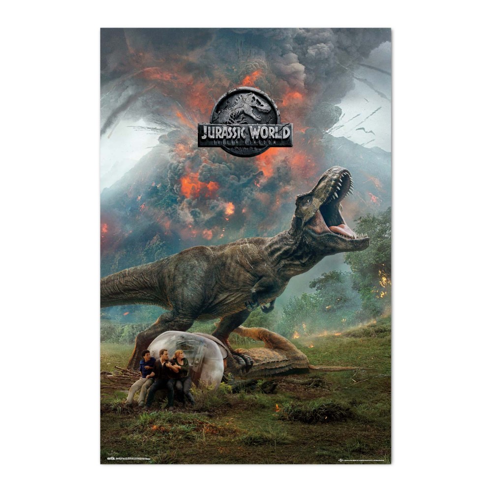 Cuadro Jurassic World enmarcado en aluminio de 92x62 cm