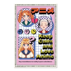 Cuadro Keep Calm and Love Anime enmarcado en aluminio de 92x62 cm