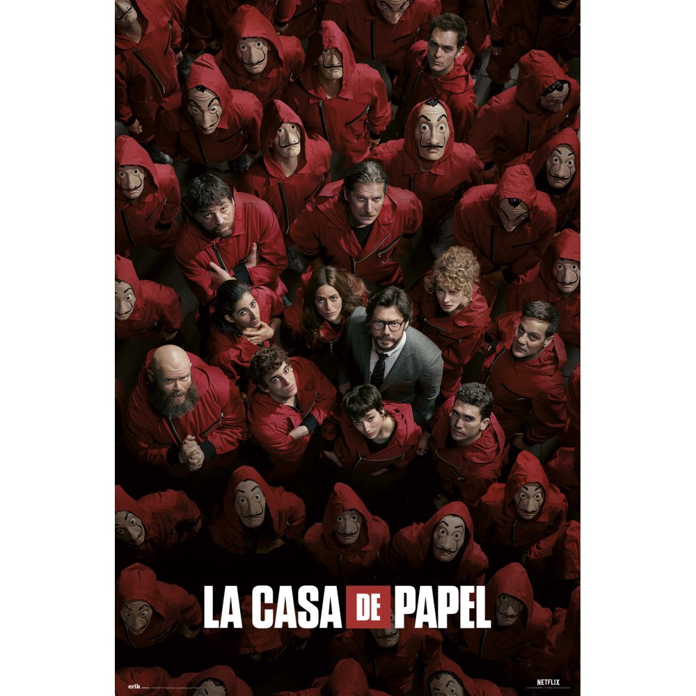 Cuadro La casa de papel guerra enmarcado en aluminio de 92x62 cm