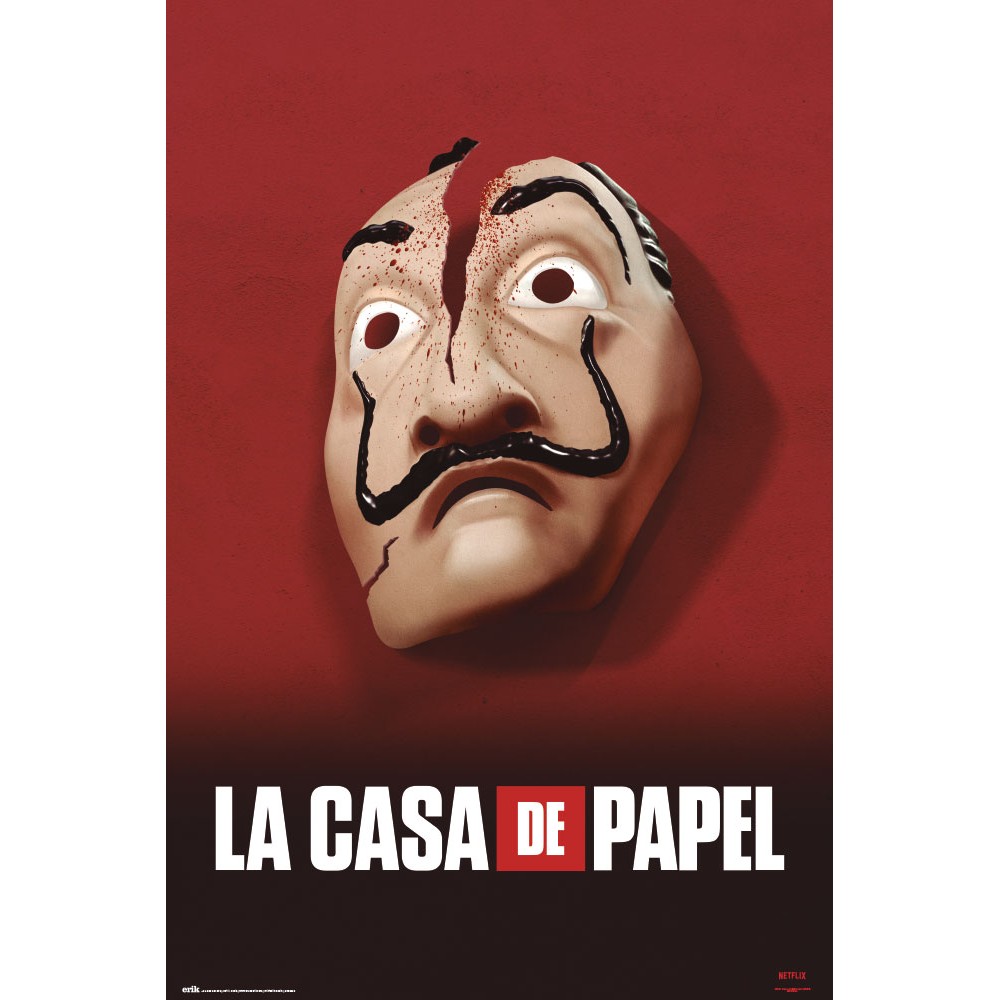 Cuadro La casa de papel máscara de Dalí enmarcado en aluminio de 92x62 cm