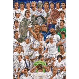 Cuadro Leyendas del Madrid por Morales de los Ríos enmarcado en aluminio de 92x62 cm