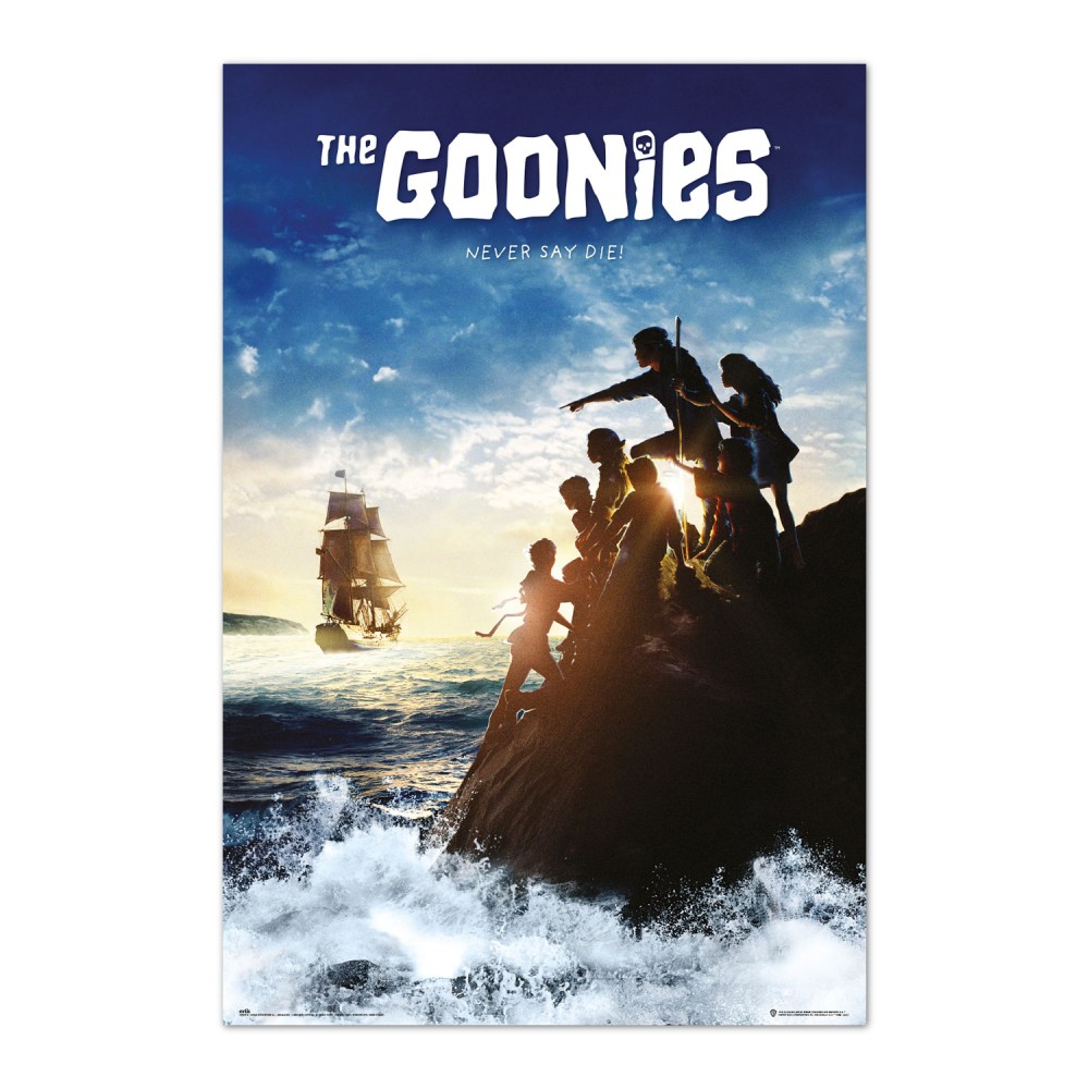 Cuadro Los Goonies Never Say Die enmarcado en aluminio de 92x62 cm