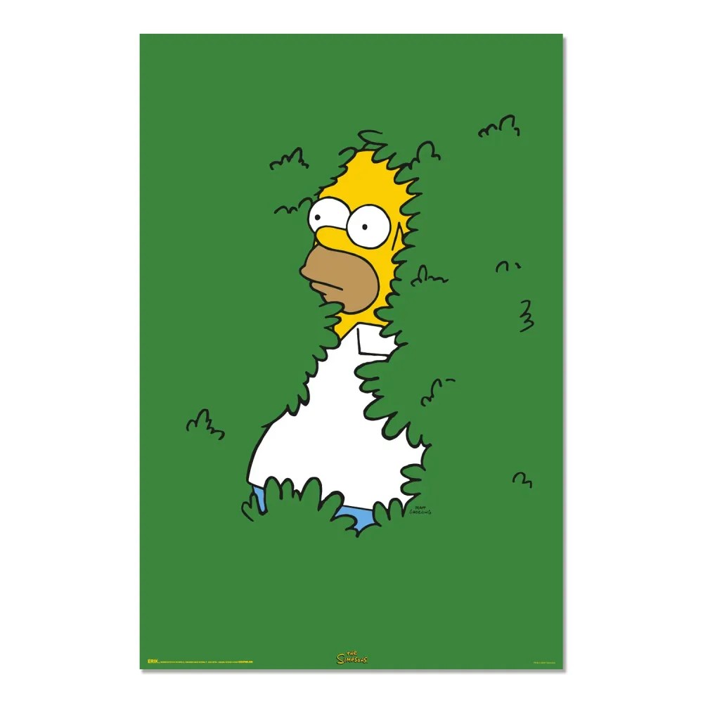 Cuadro Los Simpson Homer en el arbusto enmarcado en aluminio de 92x62 cm