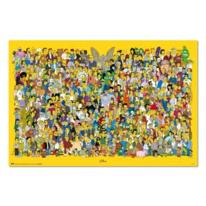 Cuadro Los Simpson todos los personajes enmarcado en aluminio de 92x62 cm
