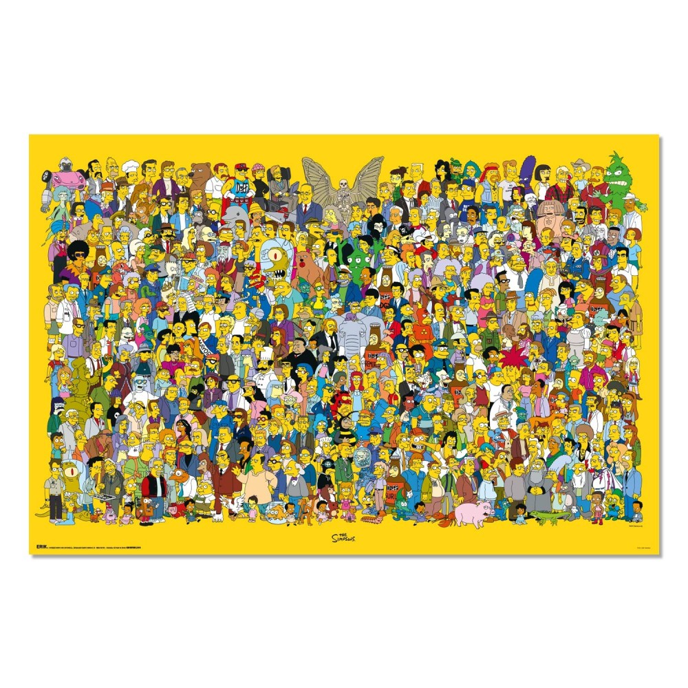 Cuadro Los Simpson todos los personajes enmarcado en aluminio de 92x62 cm
