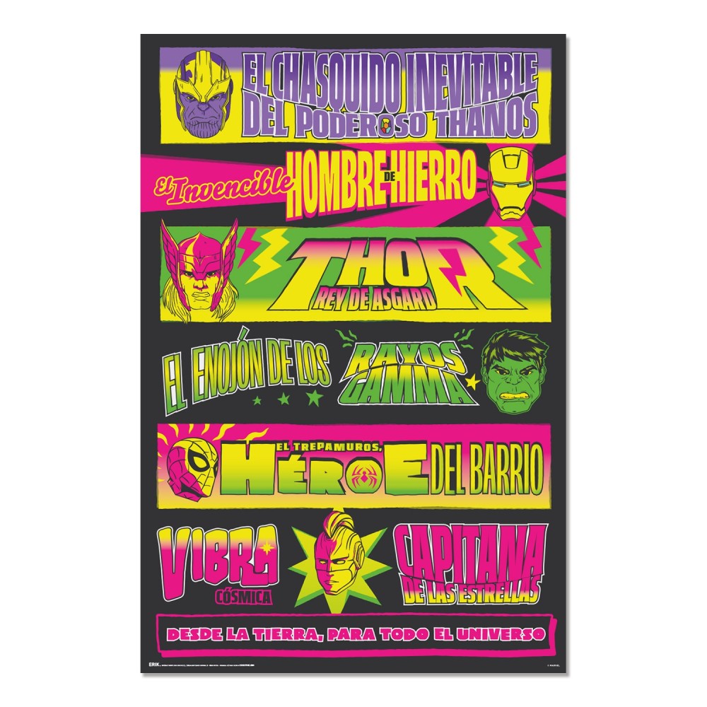 Cuadro Marvel cartel de lucha libre enmarcado en aluminio de 92x62 cm