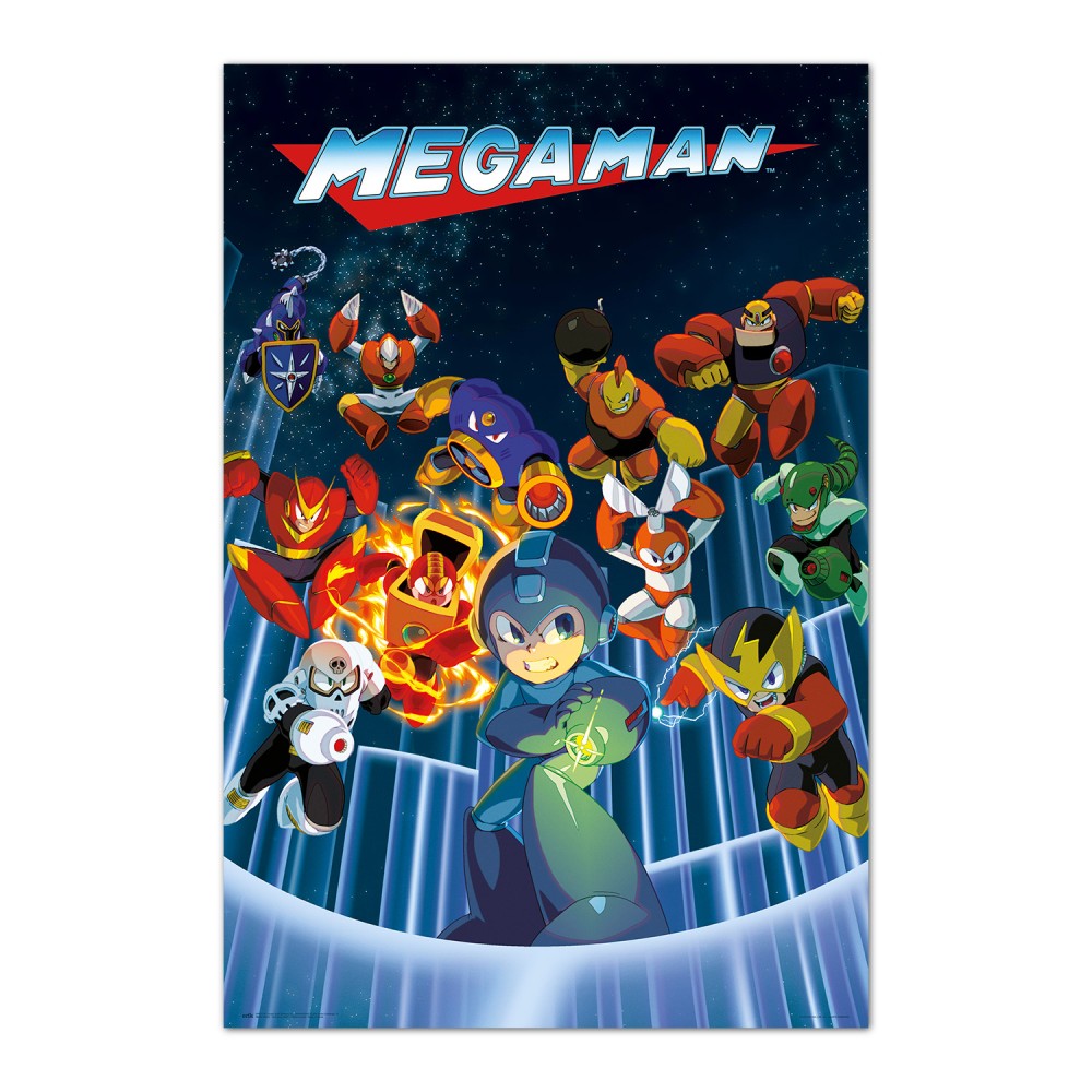Cuadro Mega Man enmarcado en aluminio de 92x62 cm