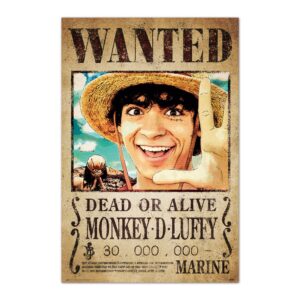 Cuadro One Piece se busca a Monkey D. Luffy enmarcado en aluminio de 92x62 cm