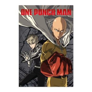 Cuadro One Punch Man Saitama y Genos enmarcado en aluminio de 92x62 cm