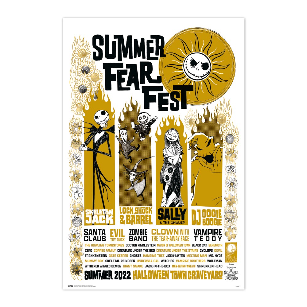 Cuadro Pesadilla antes de Navidad Summer Fear Fest enmarcado en aluminio de 92x62 cm
