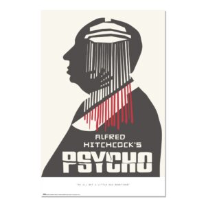 Cuadro Psicosis de Alfred Hitchcock enmarcado en aluminio de 92x62 cm