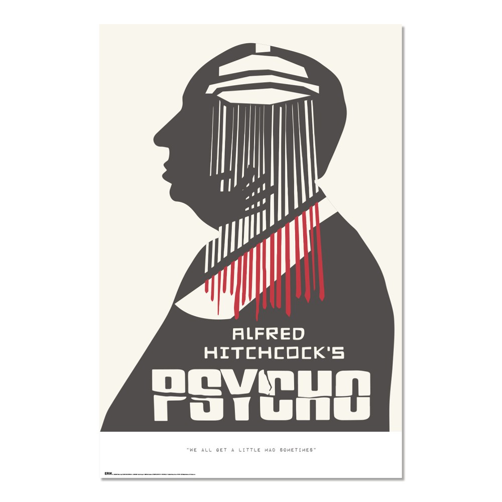 Cuadro Psicosis de Alfred Hitchcock enmarcado en aluminio de 92x62 cm
