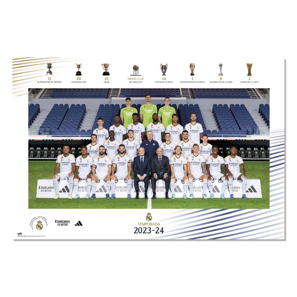 Cuadro Real Madrid plantilla 2023/2024 enmarcado en aluminio de 92x62 cm