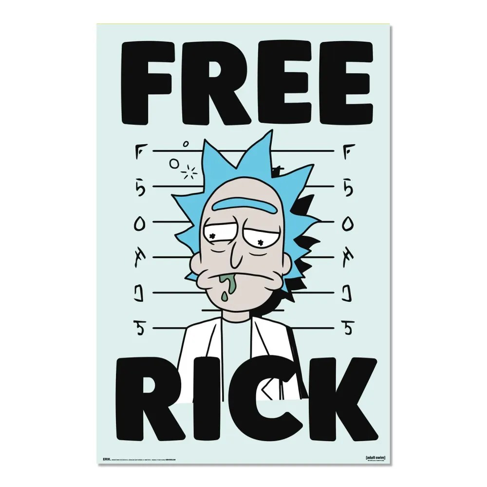 Cuadro Rick y Morty Free Rick enmarcado en aluminio de 92x62 cm