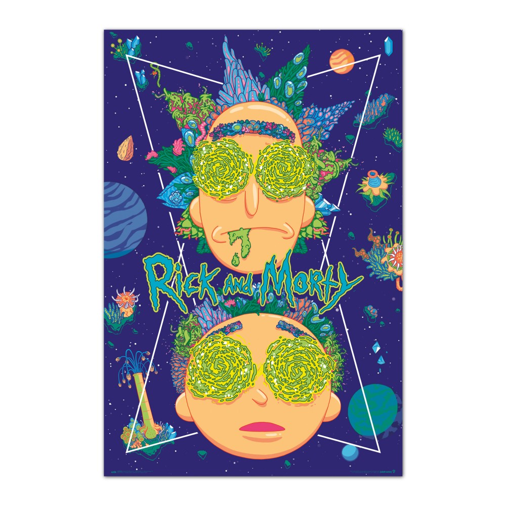 Cuadro Rick y Morty High in the Sky enmarcado en aluminio de 92x62 cm