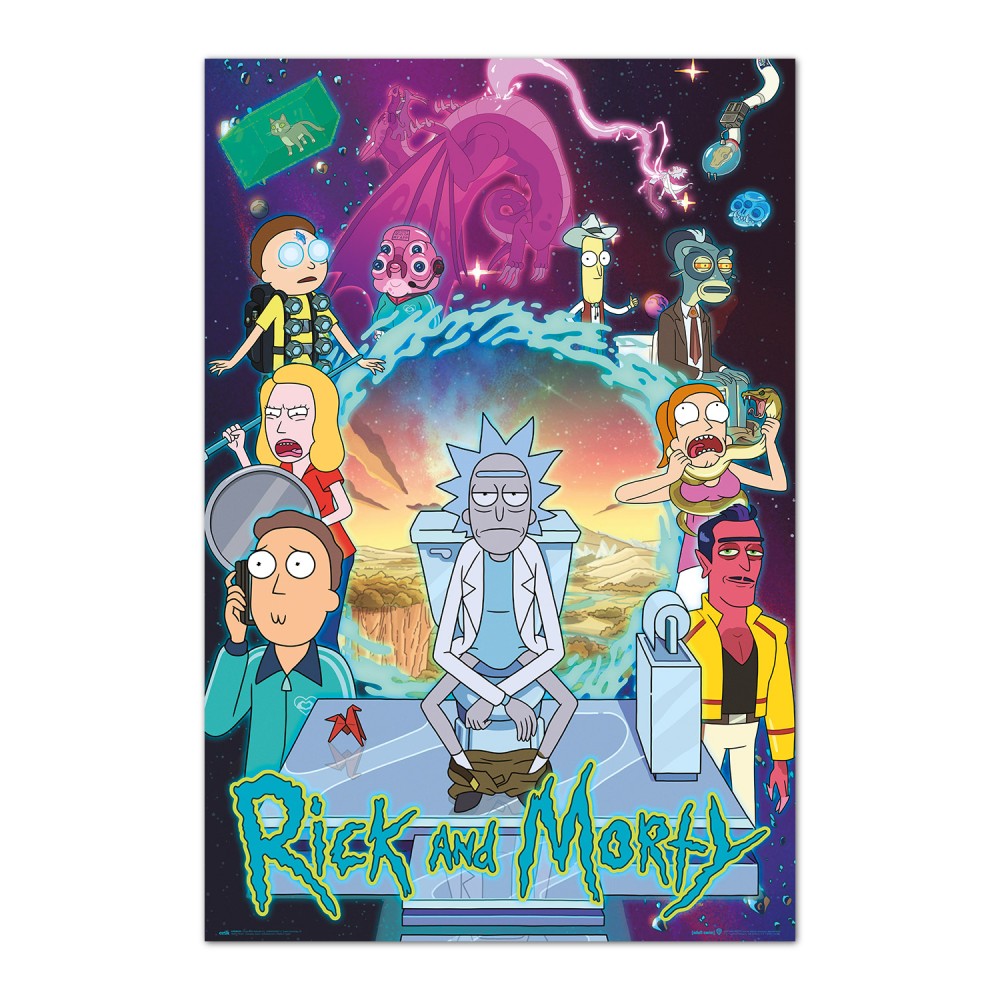 Cuadro Rick y Morty temporada 4 enmarcado en aluminio de 92x62 cm
