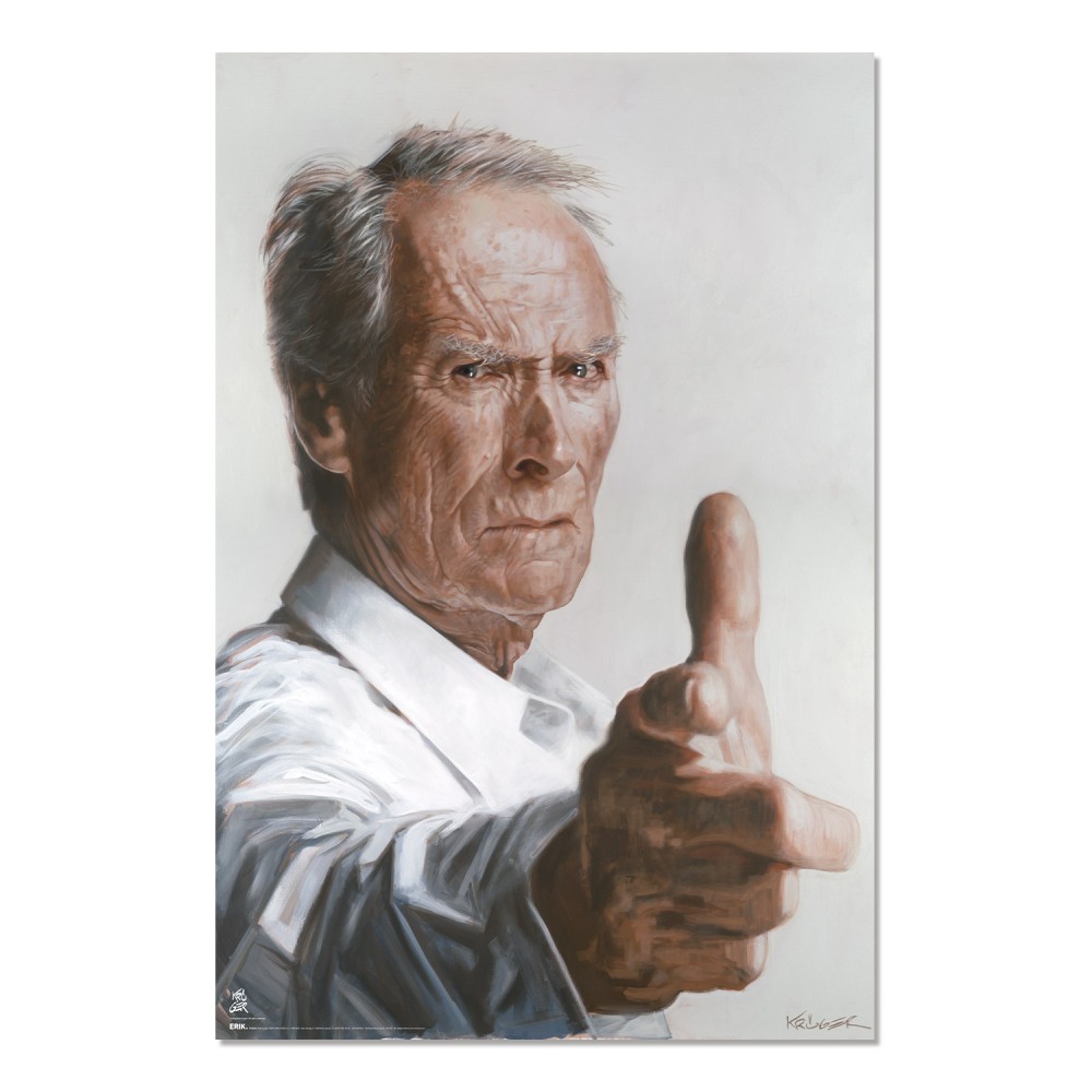 Cuadro Sebastian Krüger Clint Eastwood enmarcado en aluminio de 92x62 cm