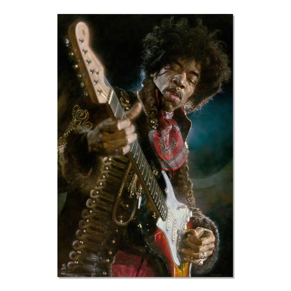 Cuadro Sebastian Krüger Jimi Hendrix enmarcado en aluminio de 92x62 cm