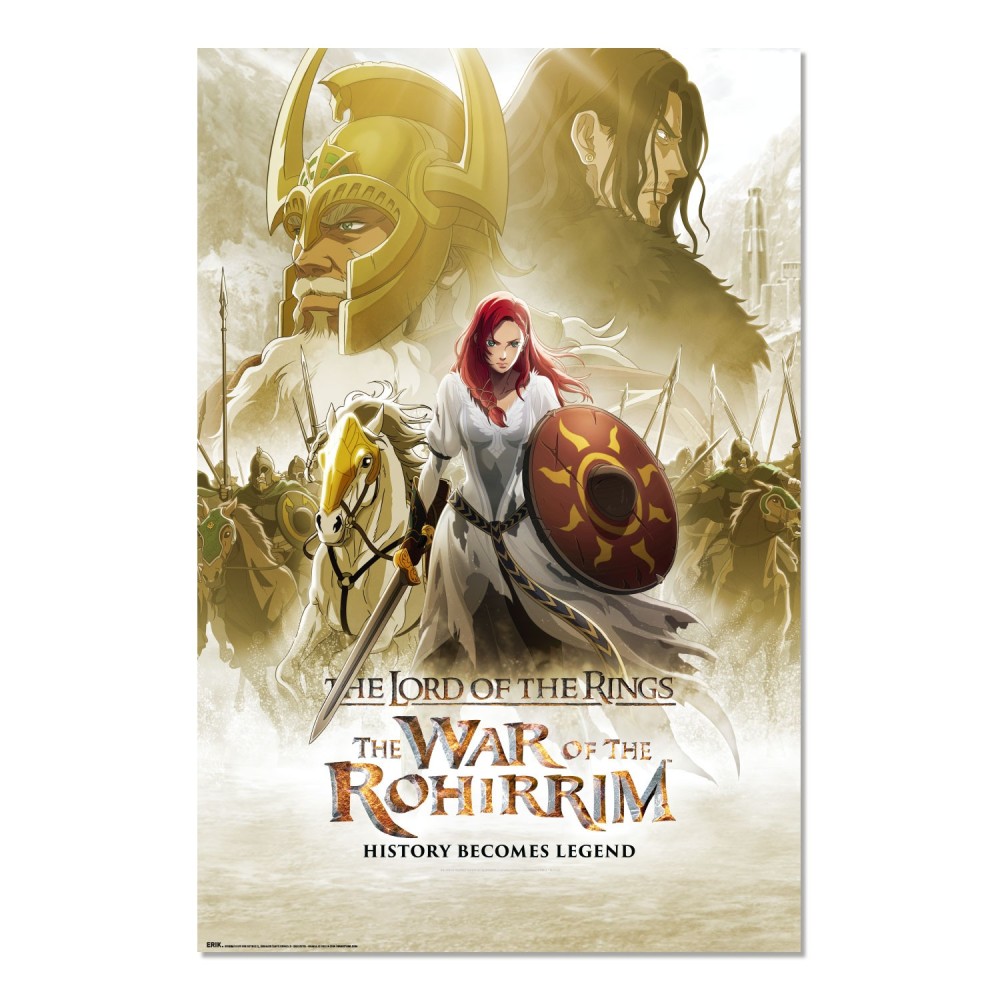 Cuadro El señor de los anillos la guerra de los Rohirrim enmarcado en aluminio de 92x62 cm