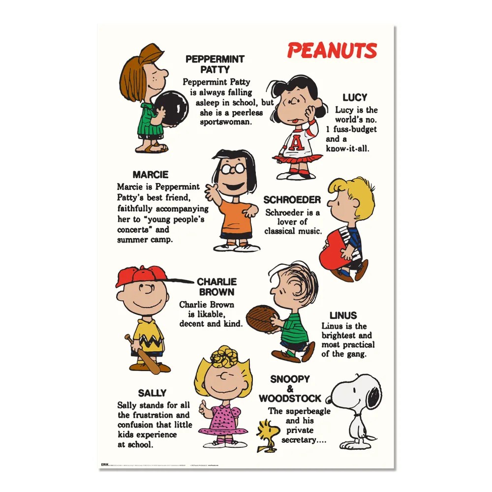 Cuadro Snoopy y los personajes de Peanuts enmarcado en aluminio de 92x62 cm