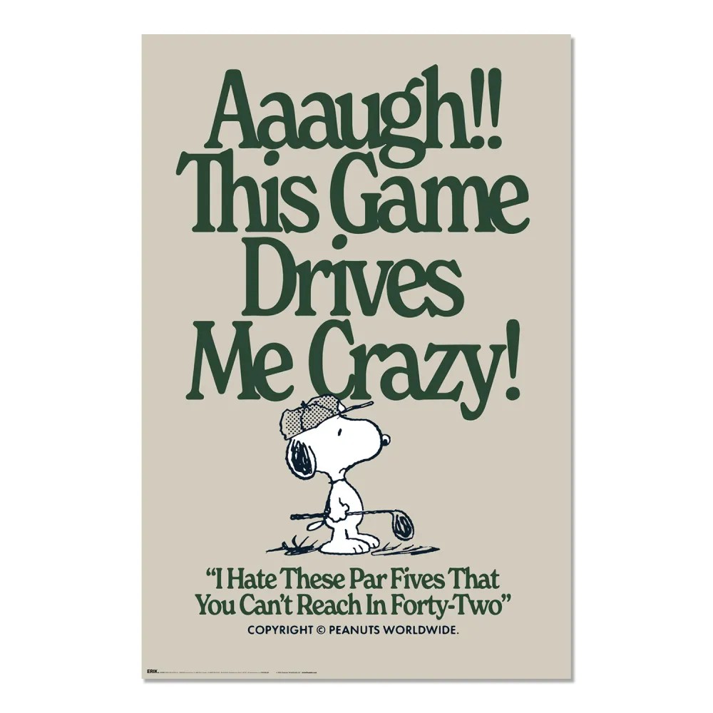 Cuadro Snoopy This Game Drives Me Crazy enmarcado en aluminio de 92x62 cm