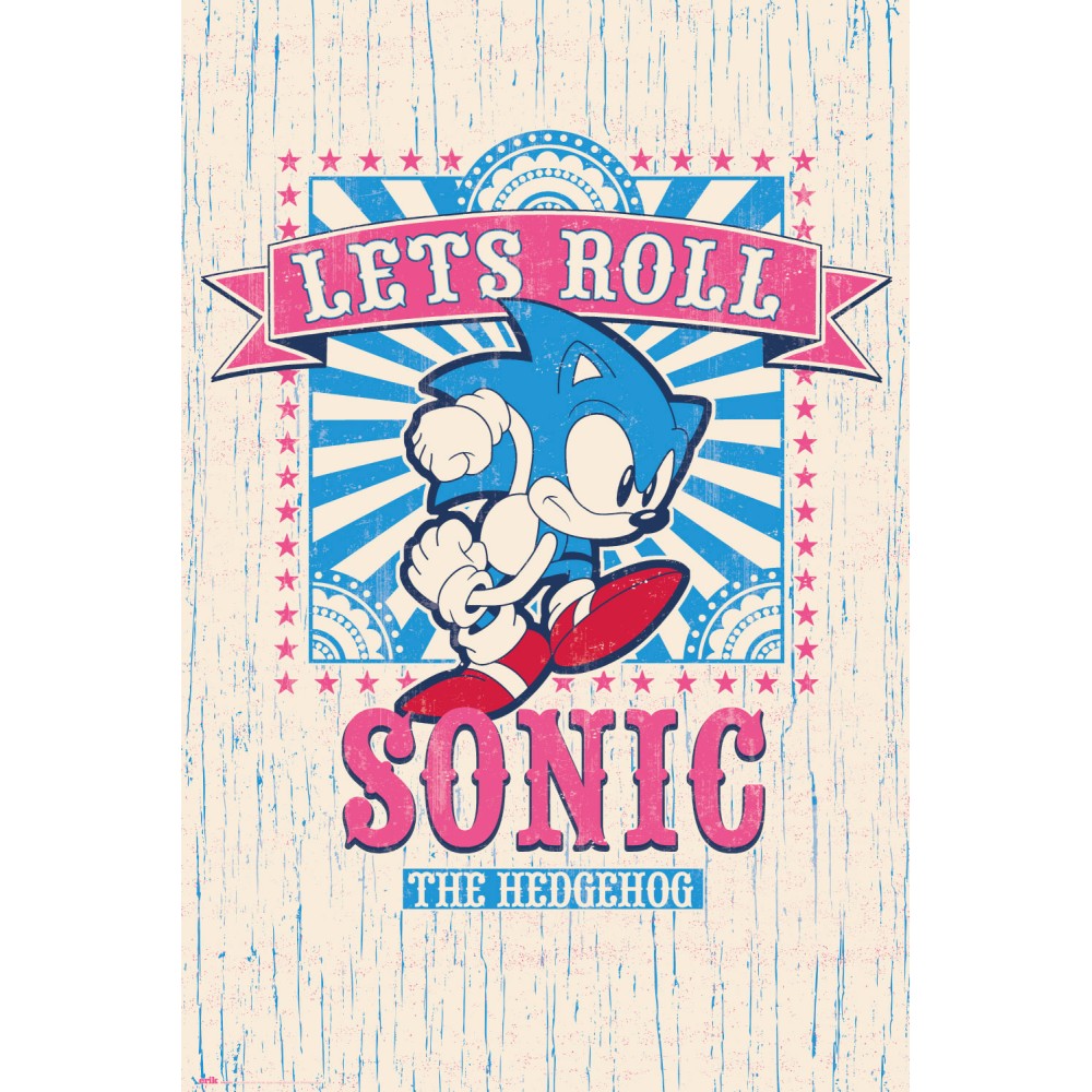 Cuadro Sonic Let's Roll enmarcado en aluminio de 92x62 cm