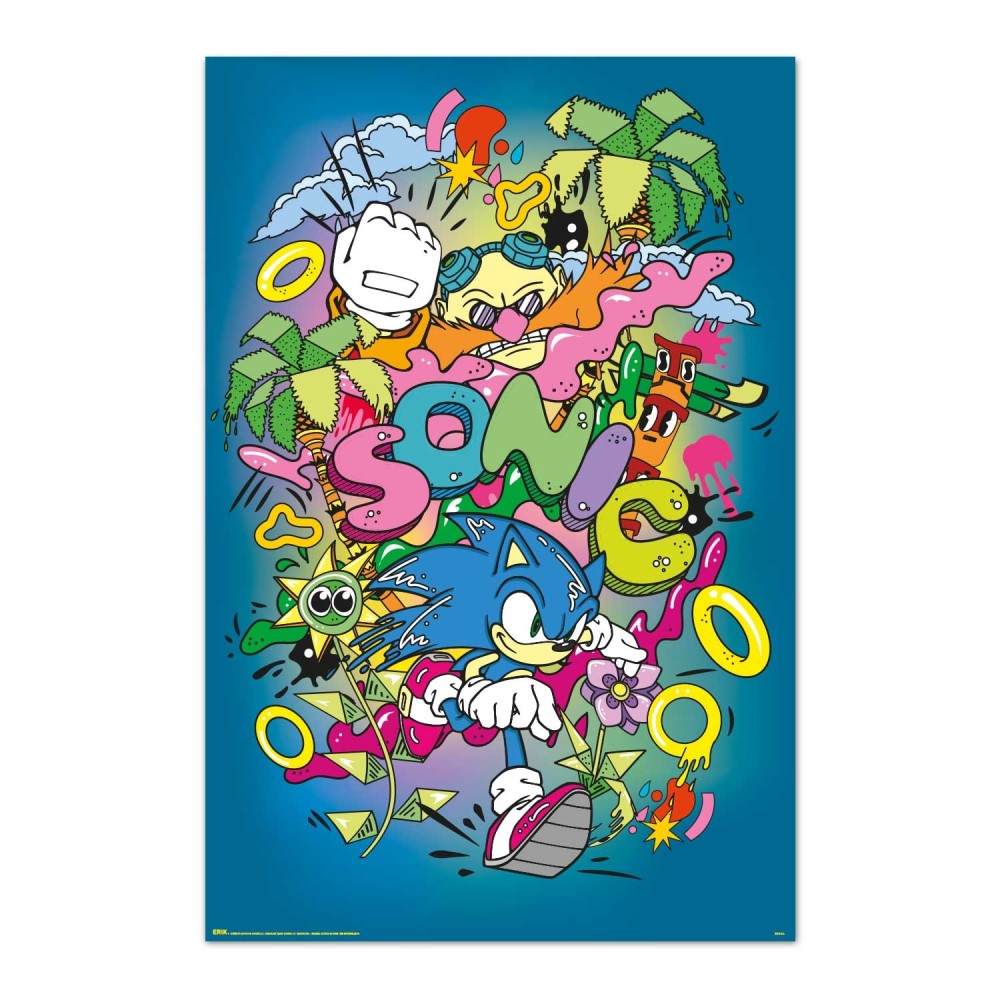 Cuadro Sonic pop enmarcado en aluminio de 92x62 cm